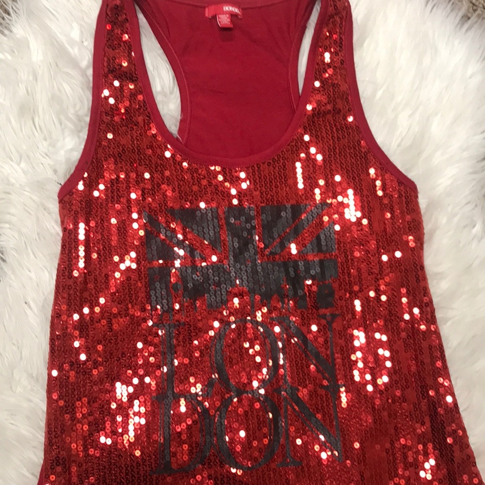 Red London Sparkle Tank Shirt